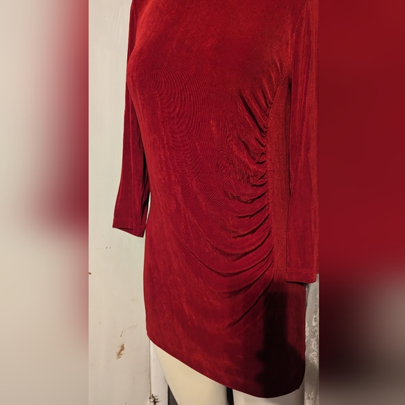 Red stretchy swoop neck long sleeved lightweight Chico's plus dress vintage Y2k - Picture 3 of 4
